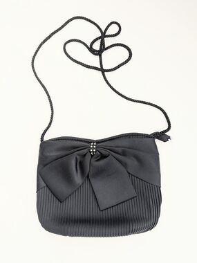 Black Satiny Bow w/Rhinestones Crossbody/Shoulder Evening/Formal Bag/Purse